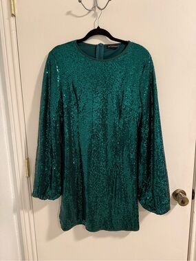 PrettyLittleThing Green Sequin Party Dress